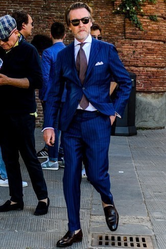 Fitzgerald Fit Wool Navy With Blue Stripe 1818 Suit