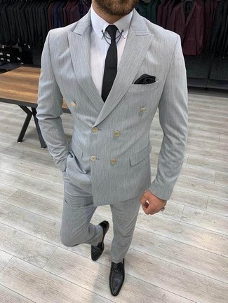 Grey Sharkskin Peak Lapel Slim Fit Suit