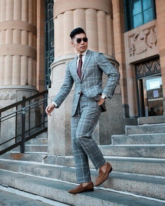 Plaid Two Button Wool Suit