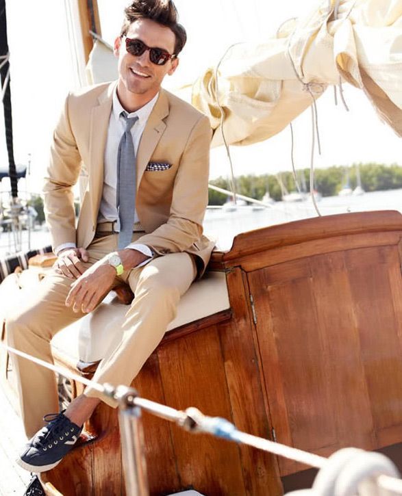 men tan suit