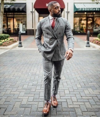 Grey Check Suit with Red Tie Outfits (14 ideas & outfits) | Lookastic
