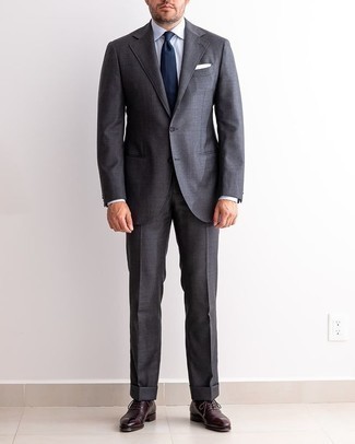 The Johnstons Charcoal Gray Windowpane Two Button Notch Lapel Wool Suit