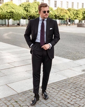 White Pocket Square Dressy Outfits: If you're looking for an off-duty and at the same time seriously stylish outfit, consider pairing a dark brown suit with a white pocket square. A great pair of dark brown leather tassel loafers is the simplest way to transform this ensemble.
