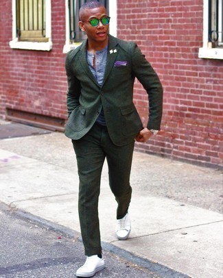 Green Wool Mohair Canvas Suit