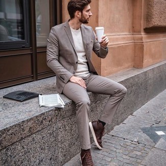 Grey Suit & White Sneakers (Men Casual) on Pinterest
