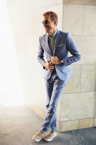 Hutsongander Slim Fit Italian Wool Suit 44s Blue