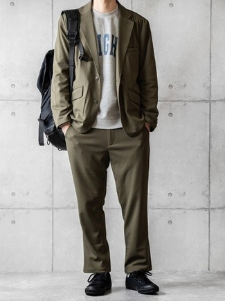 Olive Suit with Shoes Smart Casual Spring Outfits In Their 20s (5 ideas ...
