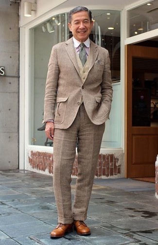 Brown Peaked Lapel Suit