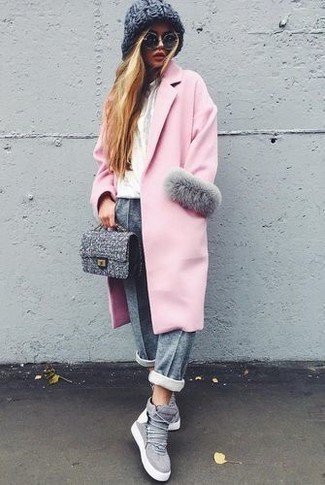 Grey High Top Sneakers Outfits For Women: 