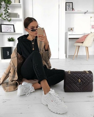 Dark Brown Quilted Leather Crossbody Bag Outfits: 