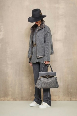 Charcoal Wool Tote Bag Outfits: 