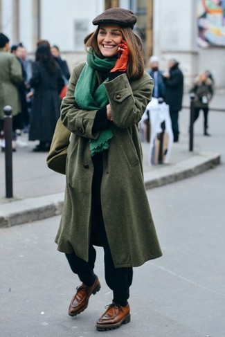 Dark Brown Flat Cap Outfits For Women: 