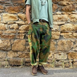 Camouflage Print Cotton Cargo Trousers