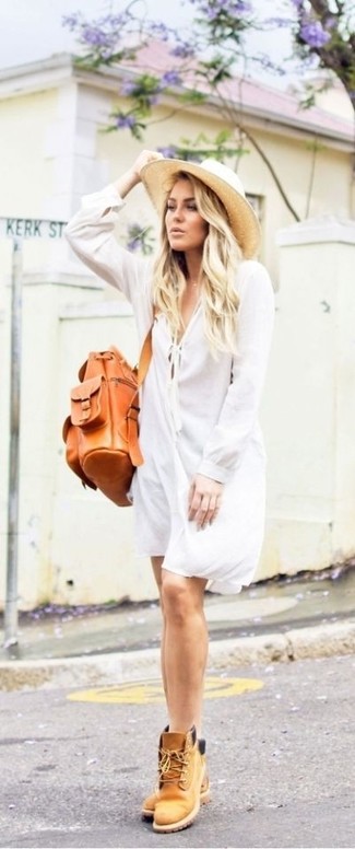Tan Leather Backpack Outfits For Women: 