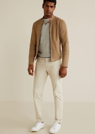 Beige Classic Chino Trousers