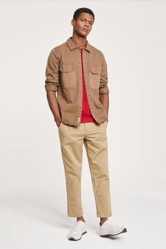 Trim Fit Denim Button Up Shirt In Tan Dale At Nordstrom
