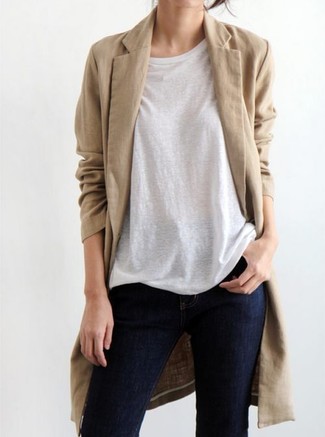 Tall Camel Brown Faux Wool Duster Coat