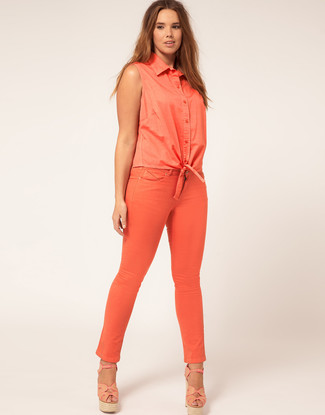 Orange Skinny Jeans Outfits: 