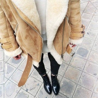 Contemporary Faux Shearling Lined Moto Jacket