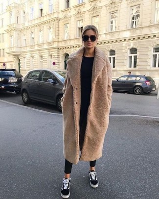 Camel Fleece Coat Outfits For Women: 