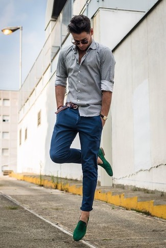 Green Suede Loafers Outfits For Men: 