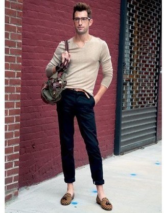 Tan Leather Loafers Outfits For Men: 