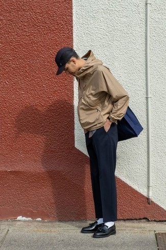 Navy Chinos with Tassel Loafers Outfits: 