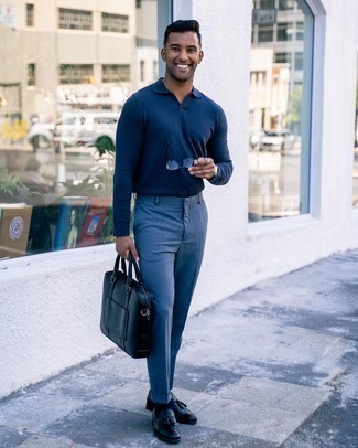 Navy Leather Tassel Loafers Outfits: 