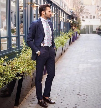 Multi colored Floral Tie Outfits For Men: 