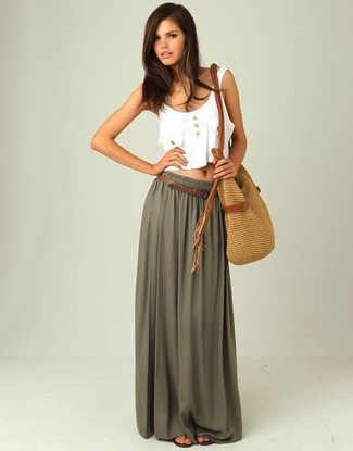 Teal Maxi Skirt Outfits: 