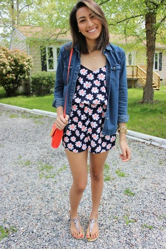 Navy Floral Playsuit Outfits: 