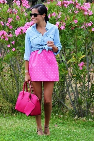 Hot Pink Leather Satchel Bag Outfits: 