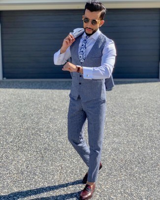 Cirkel Veluddannet brænde Blue Three Piece Suit with Loafers Outfits (60 ideas & outfits) | Lookastic
