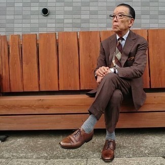 Brown Leather Derby Shoes Outfits After 60: 