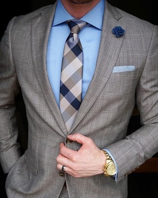 Dark Brown Silk Tie Outfits For Men: 
