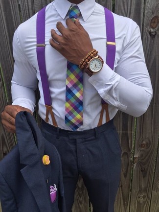 Purple Suspenders Outfits: 