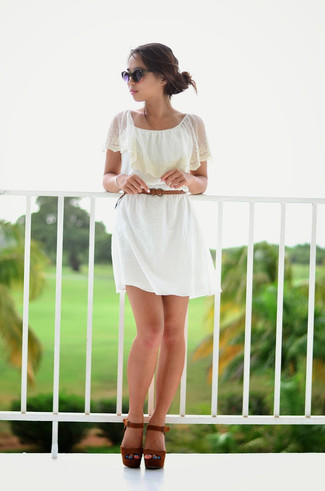 White Lightweight Casual Dress Outfits: 