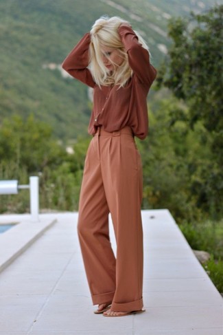 Wide Leg Pants with Thong Sandals Outfits (3 ideas & outfits