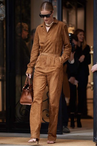 Tobacco Suede Jumpsuit Outfits: 