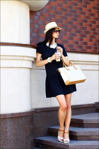 Navy Shift Dress Outfits: 