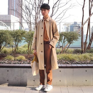 Beige Two Tone Trench Coat