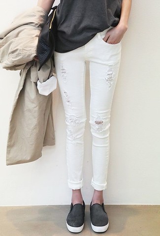 Trendy Plus Size Sophie Ripped White Wash Skinny Jeans