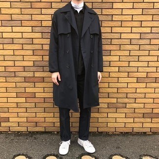 Ygt Wool Blend Slim Double Breasted Half Trench Coat Jacket