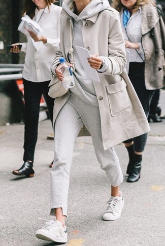Beige Trenchcoat Casual Outfits, Gray Trench Coat Hoodie