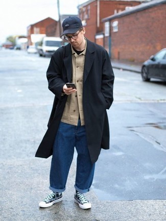 Blue Baseball Cap with Tan Trenchcoat Outfits For Men (6 ideas & outfits)