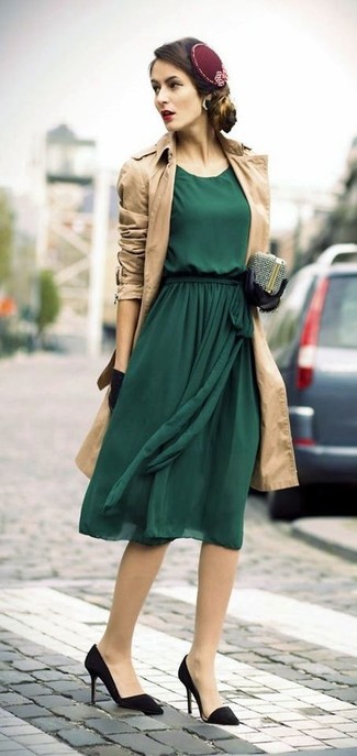 Camel Leather Look Trim Trench Coat