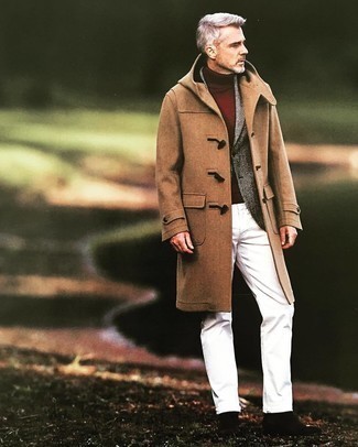 Camel Duffle Coat Outfits For Men: 