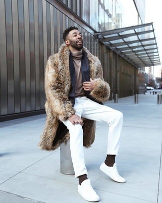 Tan Fur Coat Outfits For Men: 
