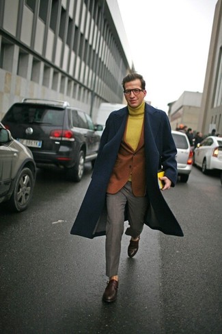 Mustard Wool Turtleneck Chill Weather Outfits For Men: 