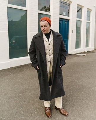 Beige Cotton Blazer Dressy Outfits For Men: 